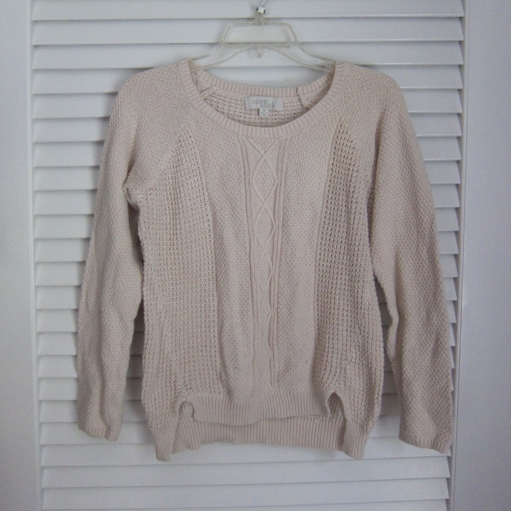 Olive & Oak Texture Knit Crew Neck Sweater sz M